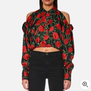 Alexander Wang Red and Black Floral Blouse